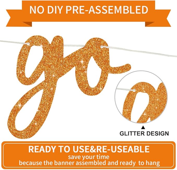 BEISHIDA Go Shawty It's Your Birthday Banner NO DIY Hip Hop Theme Happy Birthday Banner Pre-Strung Rap Theme Happy Birthday Sign for Man Women birthday Party Supply Glitter Orange