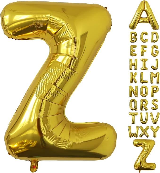 Letter Balloons Gold Party Balloon - 40 Inch Large Gold Letter Z Balloon, Letter Balloon Birthday Decorations, Balloon for Women Men Anniversary Party Decorations Supplies