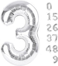 Numbers Balloon 3, 40 Inch Large Silver Balloon for Three Year Old Birthday Decor, 3 13 30 31 Birthday Party Decorations for Wedding Supplies