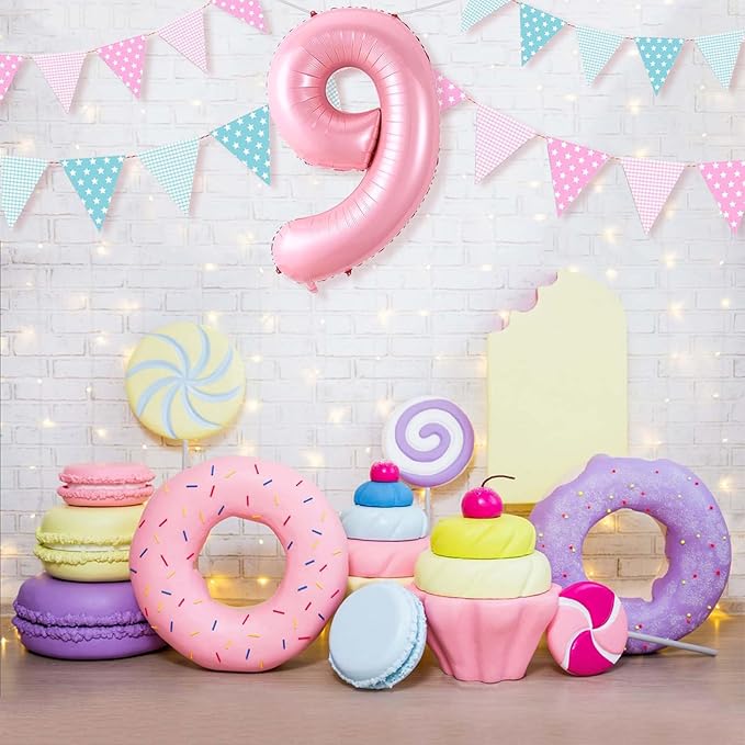 Number 9 Balloon 40 Inch Pink Number Balloon Foil Mylar Alphabet Balloon for Birthday Wedding Baby Shower Party Large Number Balloon