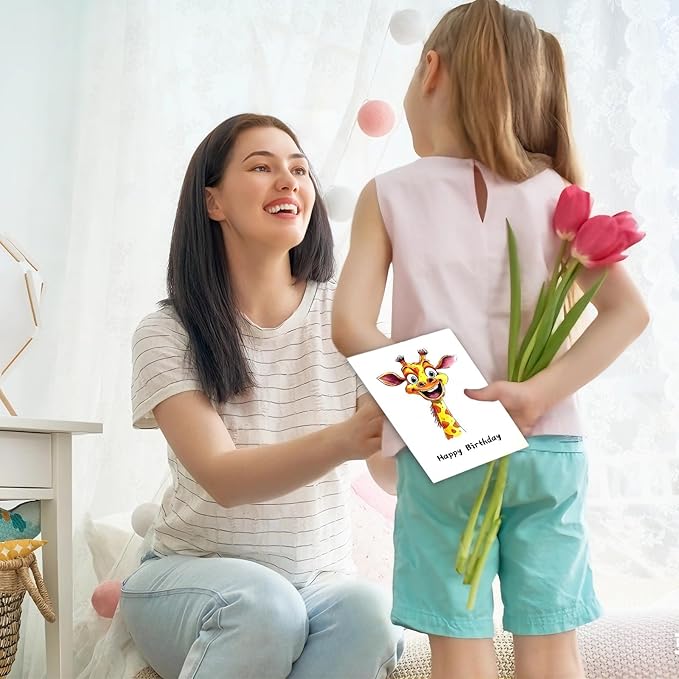 Birthday Cards Pack of 12,Birthday Cards Bulk for Women Men Kids Assorted Birthday Greeting Cards for Kids Assortment, 12 Card with Envelopes (Cartoon animals)