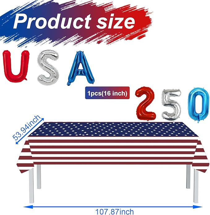15 Pcs Patriotic Party Pack with Large 32 Inch Eagle Balloons & Tablecover, USA Red White Blue Party Decor for 4th of July Election Day Veterans Day