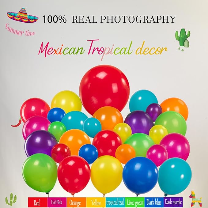 Mexican day of the dead party Decorations Colorful Balloon Garland Arch Kit Cactus Taco Sombrero pinata Mexican Themed Foil Balloons Banner for Cinco De Mayo Birthday Party Taco Bout Decoration