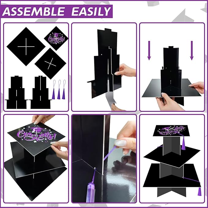 KALEFO Graduation Decorations 2026 Graduation Cap Cupcake Stand with Tassel Graduate Party Favors Table Decor Grad Party Supplies (Purple)