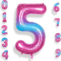 5 Balloon Number 40 Inch for Boy or Girl Big Starry 0-9 Foil Mylar Large Number 5 Balloon Happy 5th Birthday Party Anniversary Decorations Supplies
