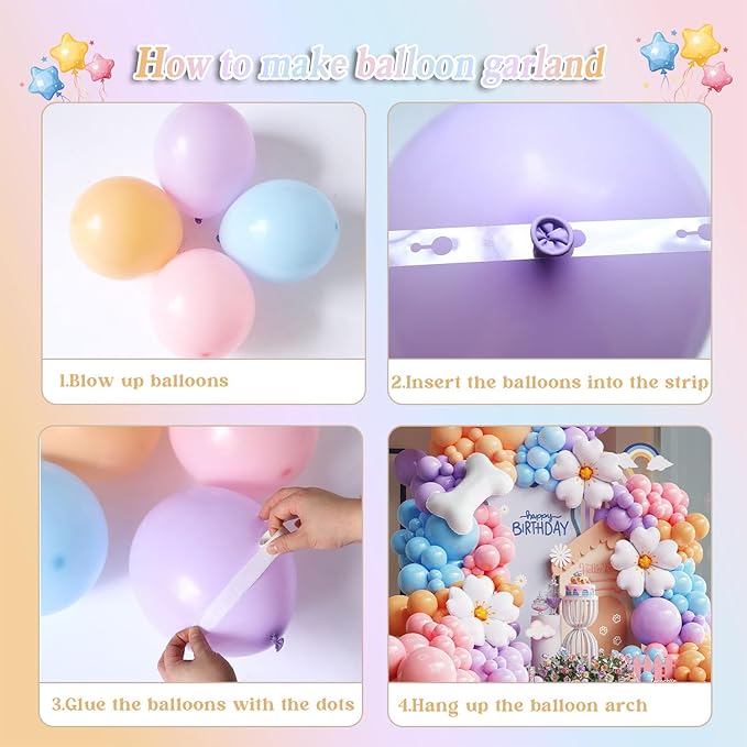 Blue Balloon Garland Arch Kit with Bone & Daisy Flower Foil Balloons,151 Pcs Pastel Pink Blue Purple Blush Balloons for Dog Paw Birthday Decorations Blue Puppy Themed Baby Shower Party Supplies