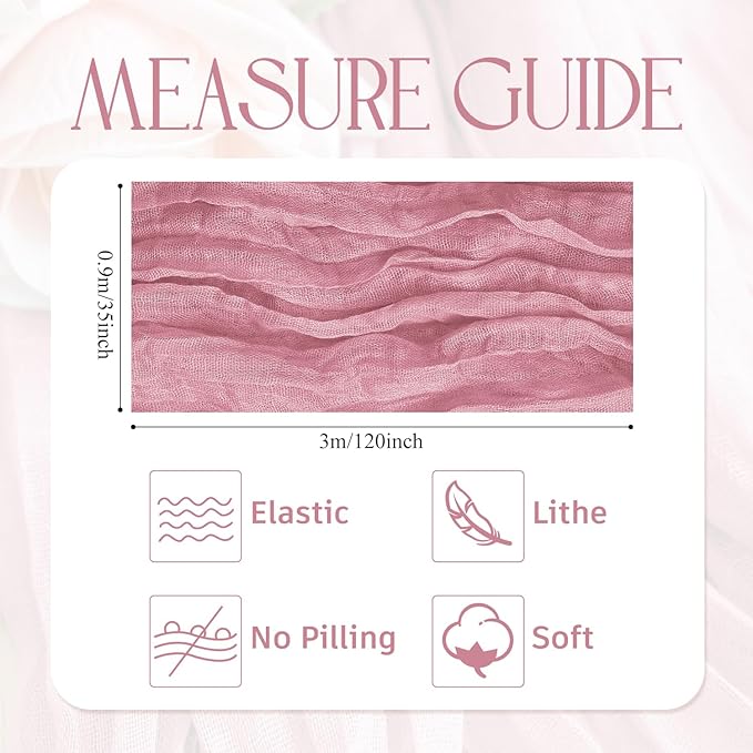 Wokceer Pink Cheesecloth Table Runner Valentine's Day 2Pack 10FT Boho Gauze Cheese Cloth Table Runner for Party Long Rustic Easter Sheer Runners for Baby Bridal Shower Wedding Decor