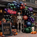 Halloween Balloon Arch Double Stuffed, Dark Green Navy Blue Burgundy Purple Black Balloon Garland Kit for Halloween Birthday Witch Gothic Spooky Magic Party Decoration