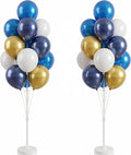 Balloon Column Kit Set of 2 With Balloons Included - Balloon Tower with Stand, Base, and Pole,Backdrop Decoration for Wedding, Baby Shower, Birthday Party, or Bachelorette Parties (Gold Blue white)