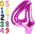 Balloons Number, 40 Inch Foil Balloons 4th Birthday Decorations Girl, Rose Purple Number 4 Ballon for 4, 14, 24, 40 Celebration, Birthday, Christmas, Anniversary Decor