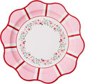 Bonjour Fête Pink & Red Floral Paper Party Dinner Plates | Large Disposable Dinner Plates for Valentine’s Day, Spring Parties & Tea Gatherings | Premium Party Supplies & Decorations | Pack of 8, 11"