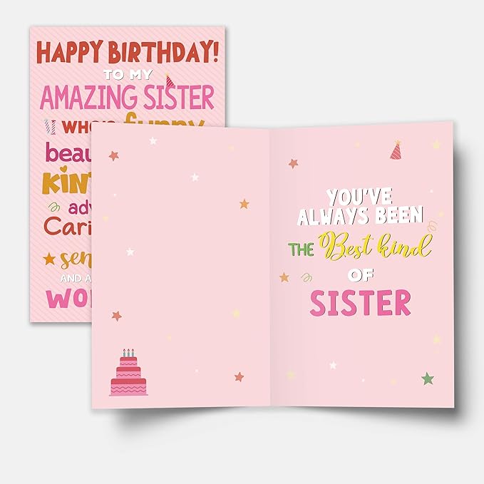 Funny Sister Birthday Card, Best Sister Greeting from Brothers or Sisters, Heartfelt Appreciative Birthday Card Gift for Her Women