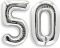 AULE 40 Inch Jumbo Silver Foil Mylar Number Balloons for Men Women 50th Birthday Party Decorations 50 Years Old Anniversary Party Supplies