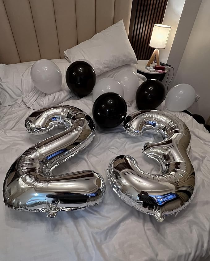 Silver Number 60 Balloon 40 Inch, 60th Birthday Party Decorations for Children, Giant 60 Foil Balloon for Party Supplies