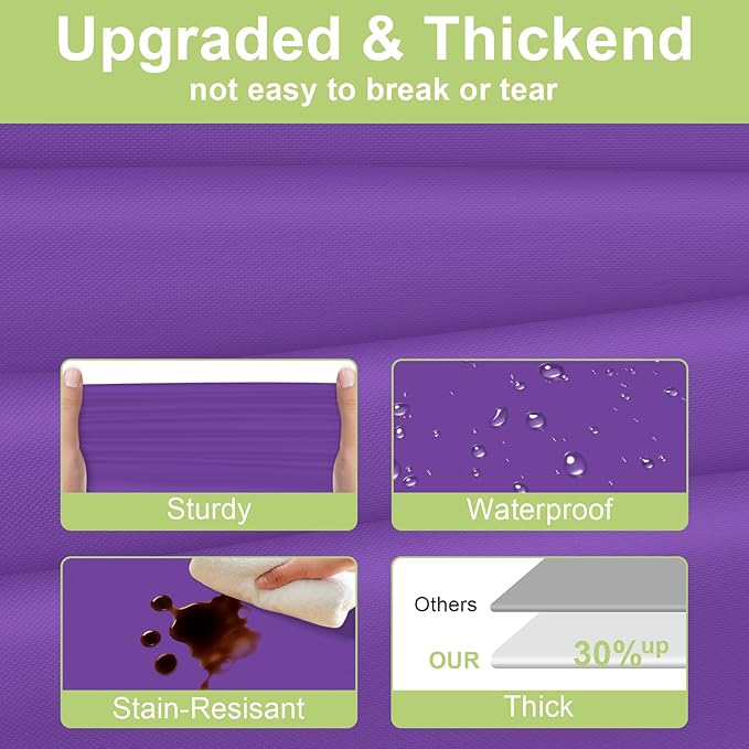 QIKSION Purple Plastic Table Cloth Disposable 3 Pack, 54 x 108 Inch Tablecloths for Party, Birthday, Graduation, Halloween Decorations, Rectangle Table Cover