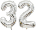 Giant Silver Number 32 Balloons, 40 Inch Jumbo Number 32, Large Foil Mylar Balloons for Girls Women 32th Birthday Party Decorations, 32 Anniversary Events Decorations