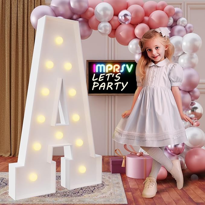imprsv 4FT Marquee Letters, Big Light Up Letters for Marry Me Wedding Event Bridal Shower Baby Shower Anniversarty Birthday Party Decor,Letter A