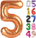 Orange Number 5 Balloon 40 Inch, 5th Birthday Party Decorations for Children, Giant 5 Foil Balloon for Party Supplies