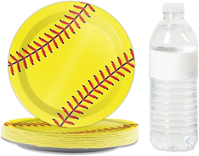 Wiooffen 48 Pcs Softball Paper Plates 7inch Softball Theme Birthday Party Dessert Plates Supplies Decorations for Baby Shower Birthday Celebration