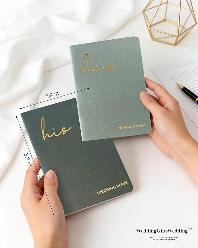 Vow Books His and Hers, Wedding Vow Books with Soft Touch Gold Foil Engraving, Wedding Essentials, Wedding Accessories