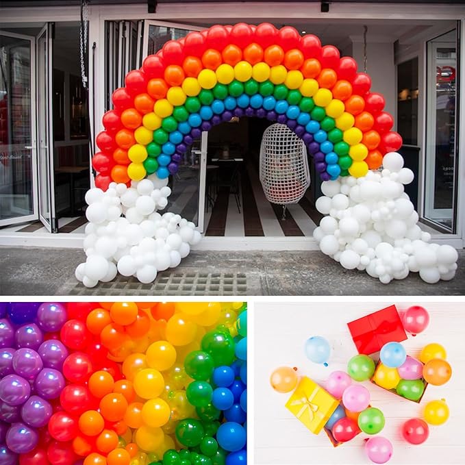 Rainbow Balloons 160 Pack 5 inch Round Bright Latex Balloons Assorted Colors for Birthday Baby Shower Wedding Party Birthday Decorations Supplies Arch Garland