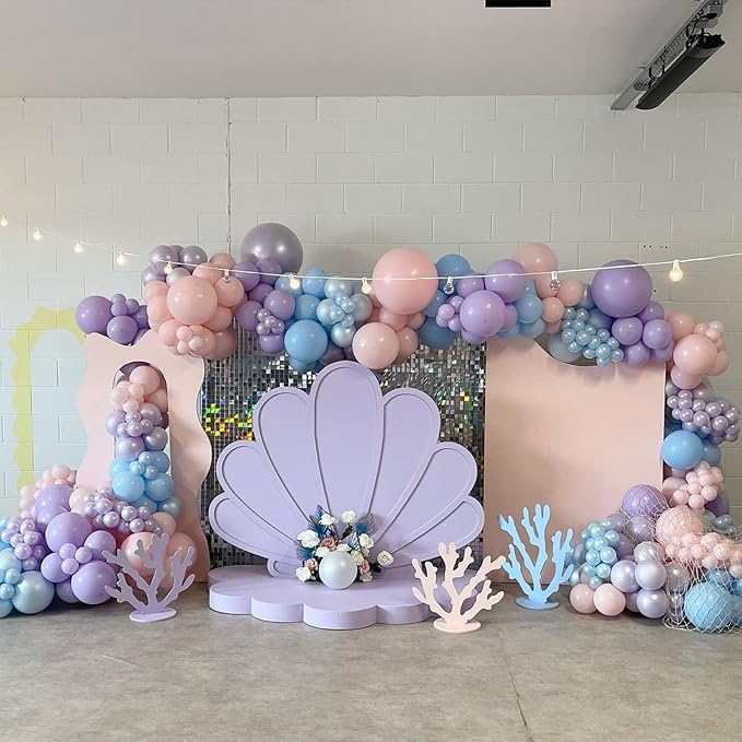 Pink Blue Balloon Arch Kit with Macaron Purple, Blue & Purple Party Balloons for Birthday, Wedding, Baby Shower Decorations