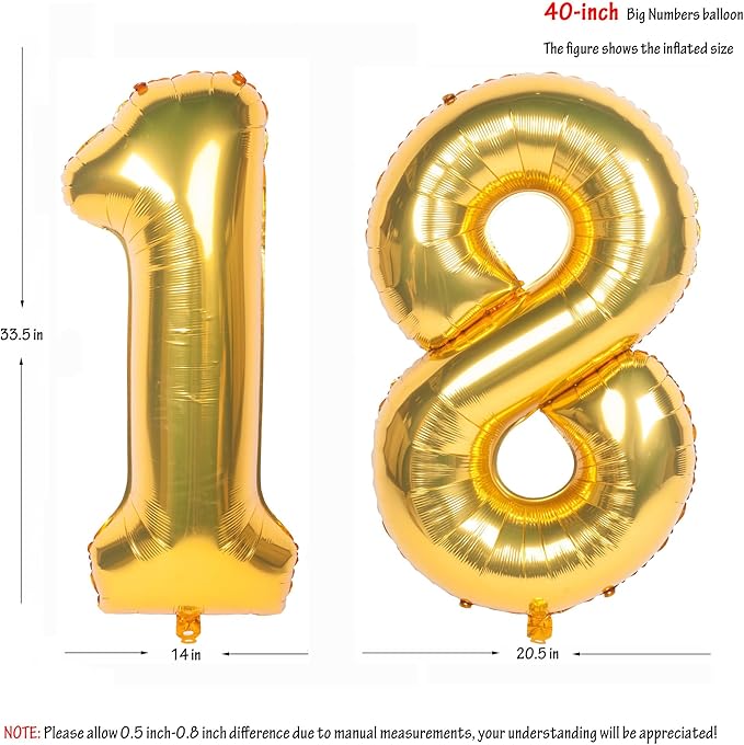 40 Inch gold Number Balloons Helium Foil Mylar Balloon Birthday Party banquet Decoration 18
