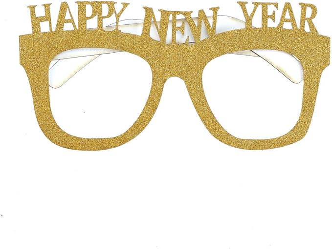 BinaryABC Happy New Year Glasses,Glitter Glasses Frames,2026 New Years Eve Party Decorations,Happy New Year Party Favor,10Pcs