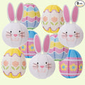 UNIQOOO 9PCS Easter Party Decorations Supplies Eggs Bunny Paper Lanterns Set For Kids, Reuseable 10’’ Pastel Color Hanging Lantern Decor for Home Outdoor Yard Tree Religious Easter Hunt Party Favors