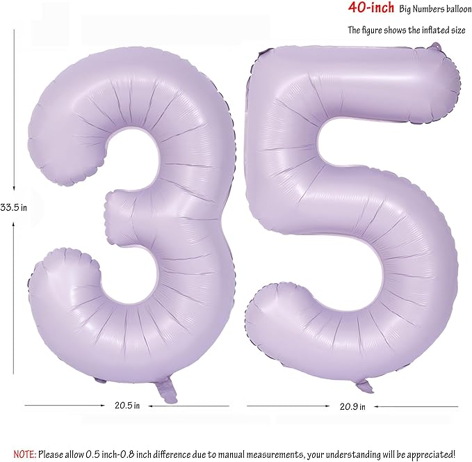 40 In Matte Purple Number Balloons Helium Foil Mylar Balloon Birthday Party banquet Decoration Digital 35