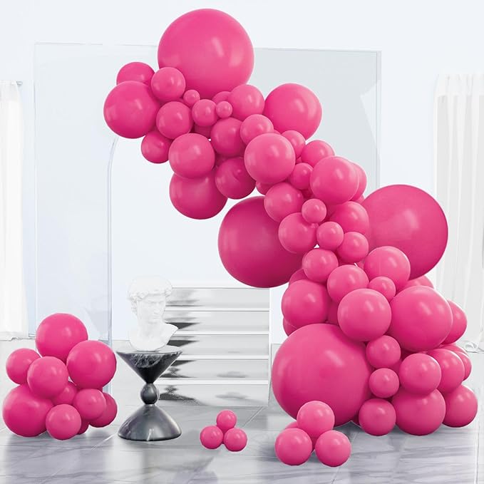 PartyWoo Hot Pink Balloons 152 pcs Different Sizes of 18 12 10 5 Inch Magenta Fuchsia Balloon Arch Kit Garland for Baby Shower Wedding Bridal Shower Anniversary Birthday Party Decorations Pink-Y12
