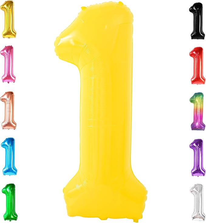 KatchOn, Yellow Number 1 Balloon - 40 Inch, Helium Supported | Mylar Foil Yellow One Number Balloon for First Happy Birthday Decorations | 1st Anniversary Decorations | Birthday Party Decoration