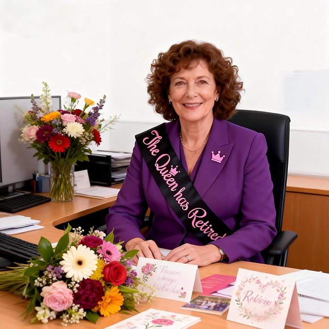 meleg otthon The Queen has Retired Sash, Black and Pink Retirement Sash for Women, Suitable for Retirement Party, Events, Decorations