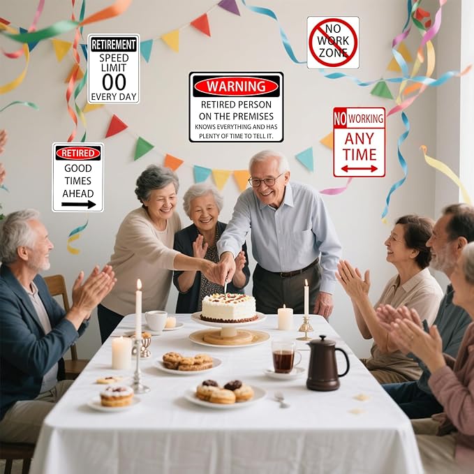 9Pcs Retirement Party Decorations Signs Table Centerpieces Funny Retirement Gifts for Women & Men Picture Props Door Windows Wall Decor Retirement Party