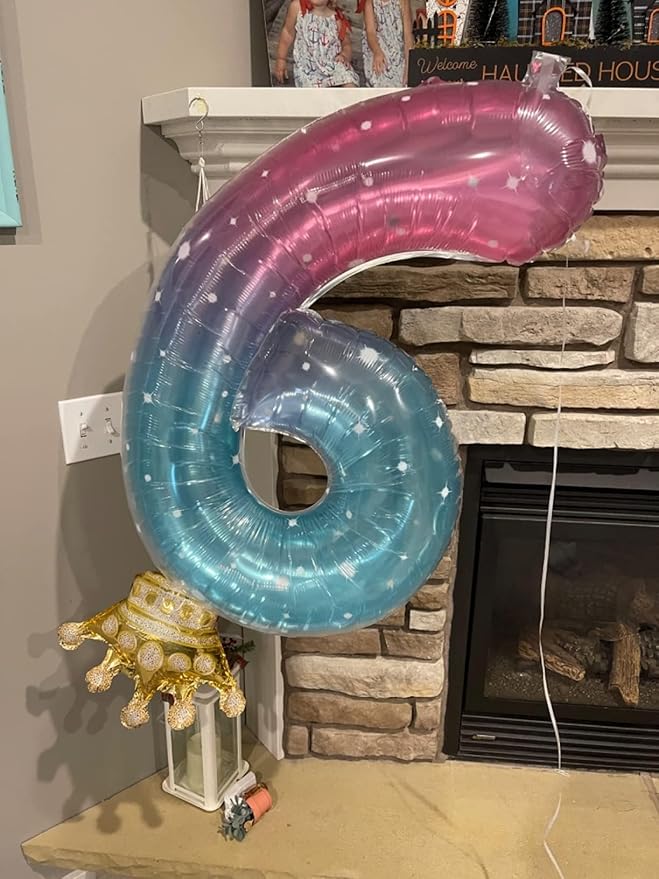Number 6 Balloon 40 Inch, 6 7 Six Seven Birthday Decorations, 6th Birthday Balloon for Boy Girl, Pink Purple Blue 16 60 61 65 Balloons Party Wedding Events Decorations