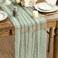 Artoid Mode 6PCS Pearl Grass Green Gauze Table Runner 120 Inch 10FT, Seasonal Sheer Dining Holiday Wedding Birthday Baby Shower Table Decor for Home Party