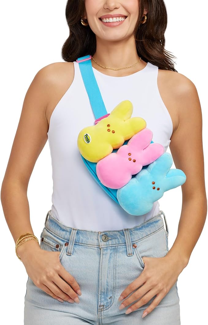 Tipsy Elves Officially Licensed PEEPS Bunnies Easter Fanny Packs - Yellow, Pink, and Blue Bunny PEEPS Waist Packs - Colorful and Fun Bag for Egg Hunts, Photos & Parties