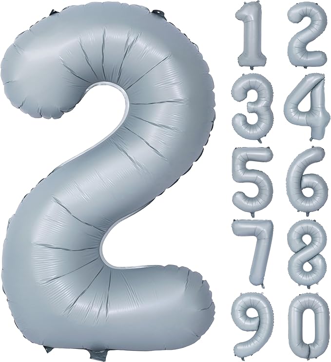 40 In Matte gray Number Balloons Helium Foil Mylar Balloon Birthday Party banquet Decoration 2