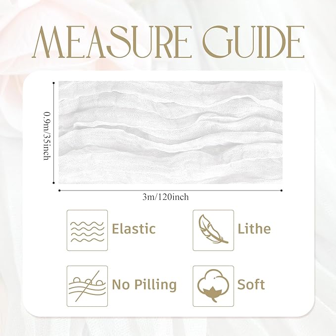 Wokceer Cheesecloth White Table Runner Valentine's Day 2Pack 10FT Ivory Boho Gauze Cheese Cloth Table Runner for Party Easter Rustic Sheer Runners for Baby Bridal Shower Wedding