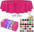 Grandipity 12 Pack Premium Disposable Plastic Tablecloth 84" Inch Decorative Round Table Cover - Hot Pink