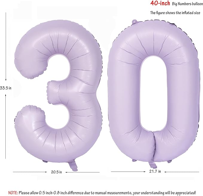40 In Matte Purple Number Balloons Helium Foil Mylar Balloon Birthday Party banquet Decoration Digital 30