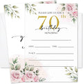 70th Rose Birthday Invitation for Women, Birthday Invitation With Envelopes, 70 Years Old Birth Invites for Adult, 20 Pcs Birth Invite Cards Party Celebration Supplies /05