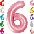 Number 6 Balloon 40 Inch, 6th Birthday Balloon for Boy Girl, Pearl Pink 16 60 61 65 Numbers Balloons Birthday Party Wedding Events Decorations