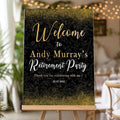 Custom Modern Retirement Party Welcome Sign, Black and Gold Minimal Retirement Celebration Yard Sign, Retired Party Decor, Customizable Name & Date - Multiple Sizes