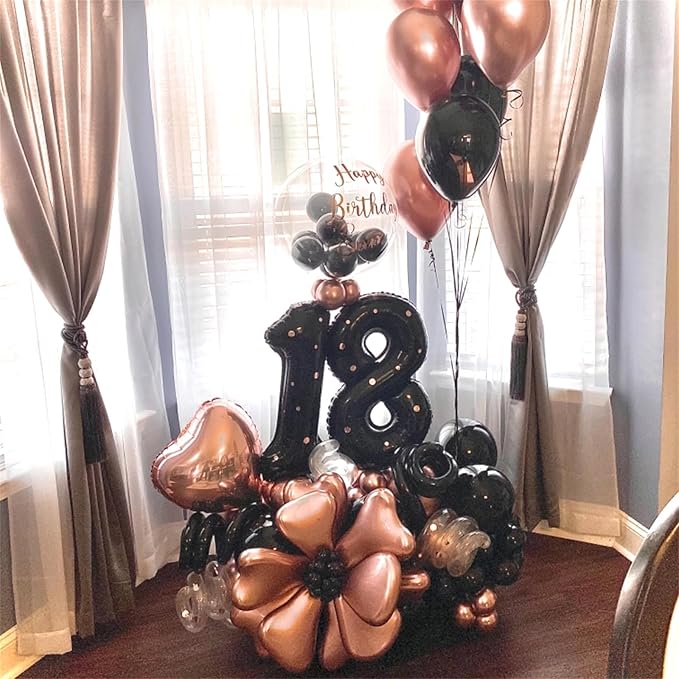 Large Black Mylar Foil 18th Birthday Balloons - 40 Inch Number 1 & 8 for Boys & Girls, Anniversary Party Decorations