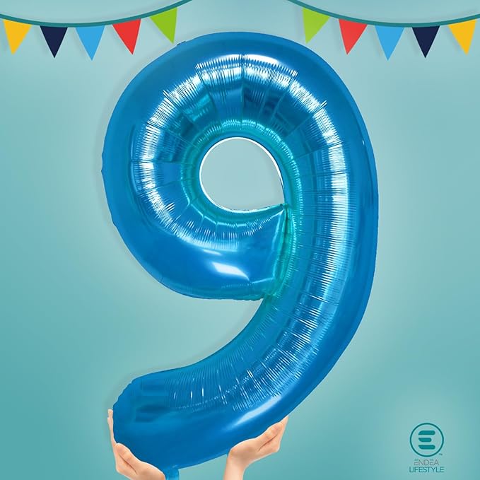 40 Inch Large Blue Number Celebration and Decoration Balloon for Birthday Parties, Graduations, Anniversaries, Weddings, Photo Shoots, Special Events - Helium Foil Mylar (Blue Number 9)