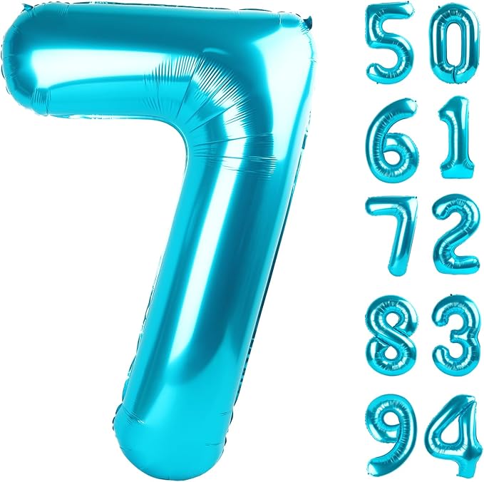 7 Balloon, Blue Number Balloons 40 Inch, 7th Birthday Decorations for Kids Girls Boys, Blue Party Decoration for Women Men, Number 7 Balloon