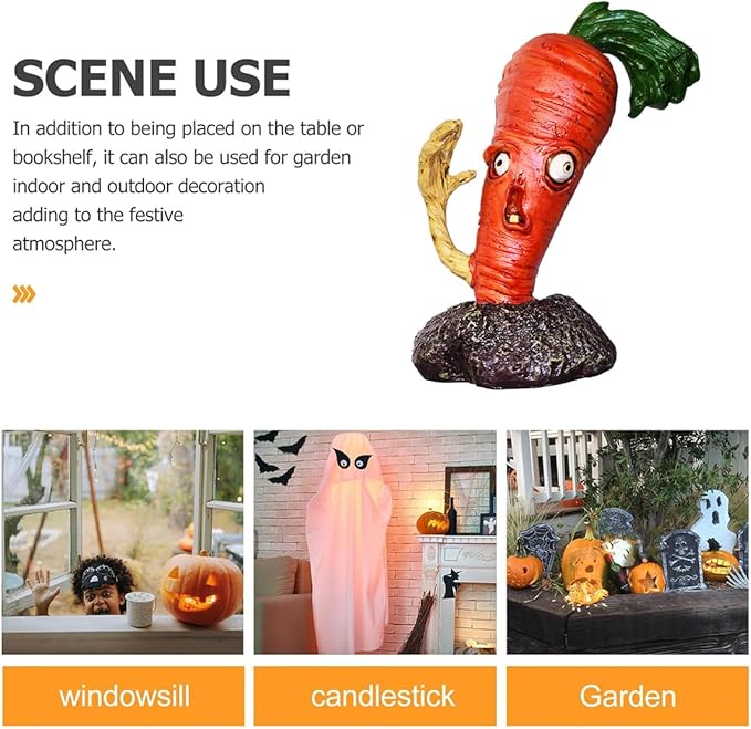 Halloween Vegetable Zombie Statue,Realistic Carrot Potato Zombie Garden Sculpture,Halloween Garden Decor,Outdoor Decorations for Patio Yard Walking Dead Zombie Gnome Graveyard Décor (Carrot（A）)
