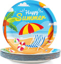 Wiooffen 48 Pcs Summer Beach Party Plates 7inch Birthday Party Disposable Paper Dessert Plate Supplies Decorations Beach Theme Plates Tableware for Birthday Baby Shower