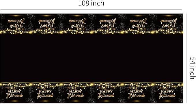 3 Pack Retirement Decorations Party Supplies Tablecloth - Gold Black Happy Retirement Decorations Table Cover for Men Women, 54in x 108in